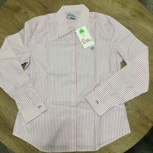 Lilly Pulitzer Pink and White Striped Shirt